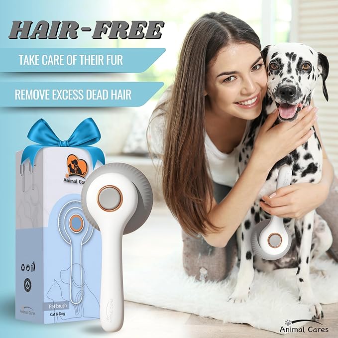 Self Cleaning Shedding Brush – Skin Friendly for Dogs Cats & Puppies, Grooming & Deshedding Tool Removes Loose Hair & Undercoat, Ideal for Short Medium & Long Haired Pets
