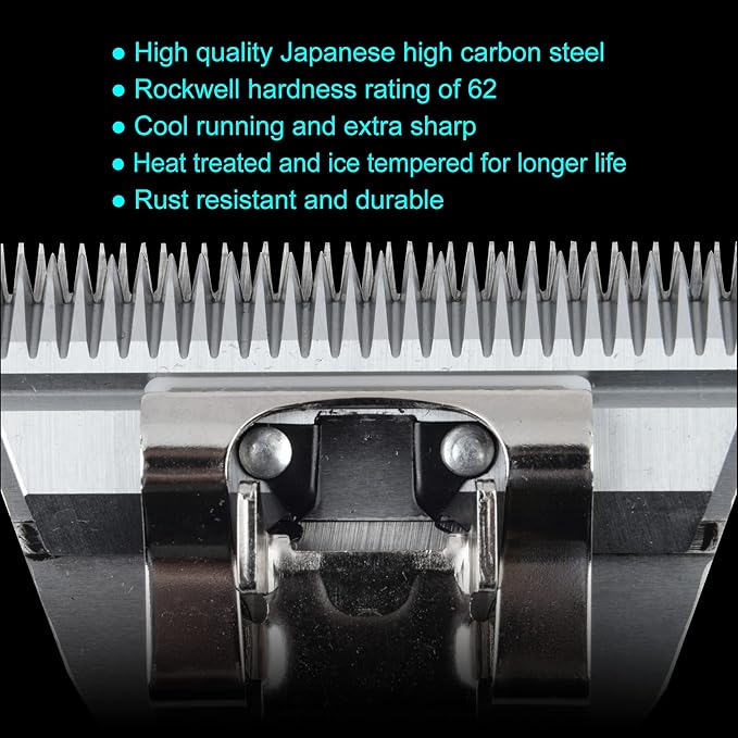 Detachable Blade - Size 10W Wide Blade 3/32", Made of Extra Durable Japanese Steel, Compatible with Most Andis, Oster, Wahl A5 Clippers