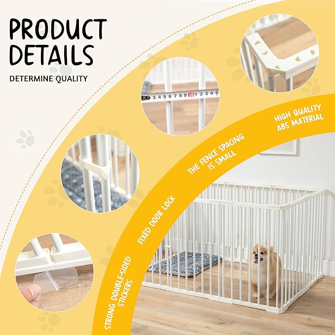 Pet Playpen Outdoor/Indoor, 28 inch Height Portable Dog Pen Dog Fence Exercise Pen with Doors for Dogs, Rabbits Kennel Crate Fence Tent Pet Puppy Playpen for Camping, RV,Yard(52*39*28 inch/10 Panels)