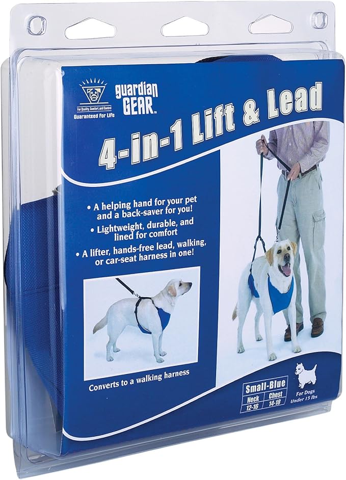 Guardian Gear Nylon Lift & Lead 4-in-1 Dog Harness, Large, Blue
