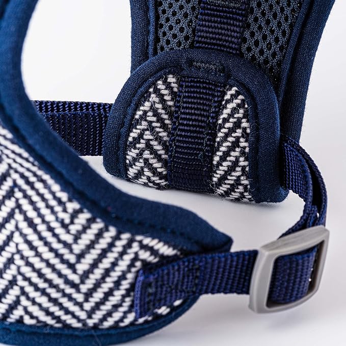 HUGO & HUDSON Dog Harness, No-Pull Anti Choke Tweed Harness Vest, Navy Herringbone, XS