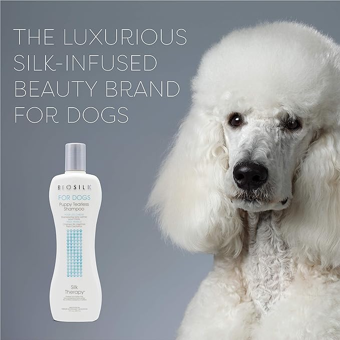 BioSilk for Dogs Silk Therapy Puppy Tearless Shampoo for Dogs | Best Shampoo for Puppies and Great for All Dogs | 12 Oz Bottle of Dog Shampoo - 6 Pack