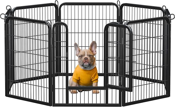 Yaheetech Dog Playpen Outdoor, 32 inch 8 Panels Dog Pen Indoor Heavy Duty Puppy Exercise Pen Metal Pet Fence for RV Camping/Yard/Garden
