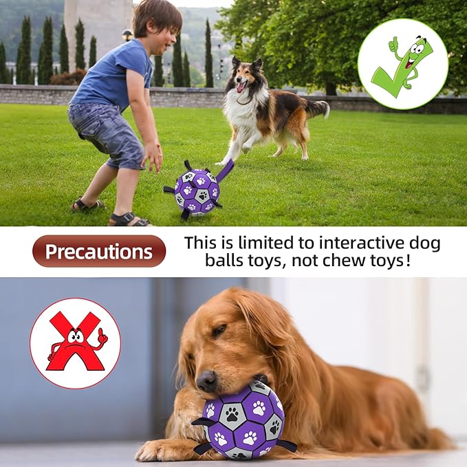 QDAN Dog Toys Soccer Ball with Straps - Durable Dog Balls for Large Dogs, Outdoor Dog Toys, Summer Dog Water Toy, Herding Ball, Puppy Dog Birthday Gifts (8 Inch)