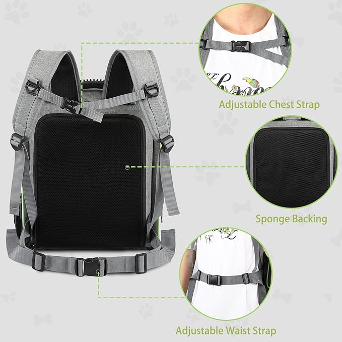 Cat Carrier Backpack, Large Cat Backpack Carrier Soft, Expandable Airline Approved Cat Carrier for Small Dogs Puppies Medium Cats Suitable for Hiking/Camping