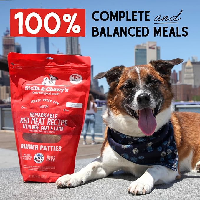 Stella & Chewy's Freeze Dried Raw Dinner Patties – Grain Free Dog Food, Protein Rich Remarkable Red Meat Recipe – 14 oz Bag