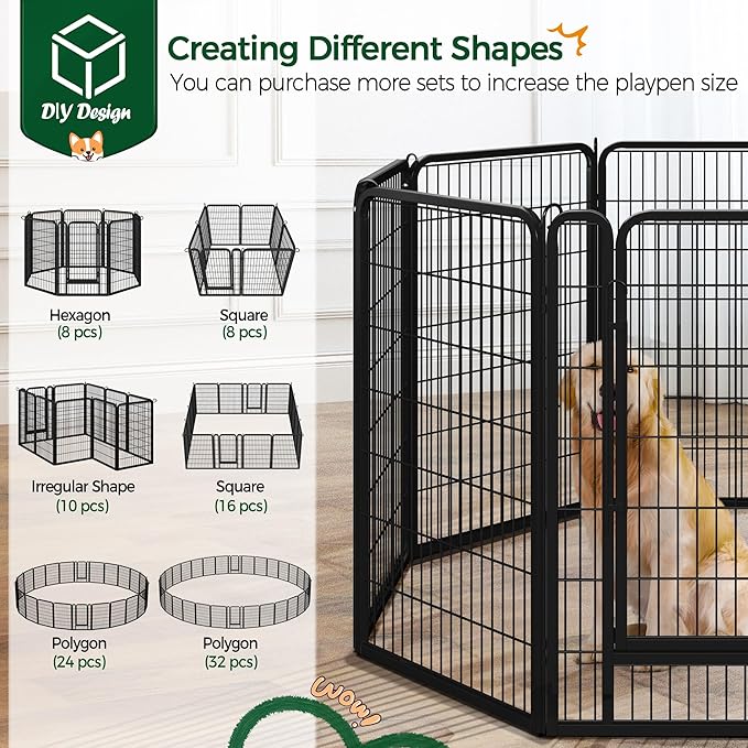 Yaheetech Dog Playpen Outdoor, 40 inch 8 Panels Dog Pen Indoor Heavy Duty Puppy Exercise Pen Metal Pet Fence for RV Camping/Yard/Garden