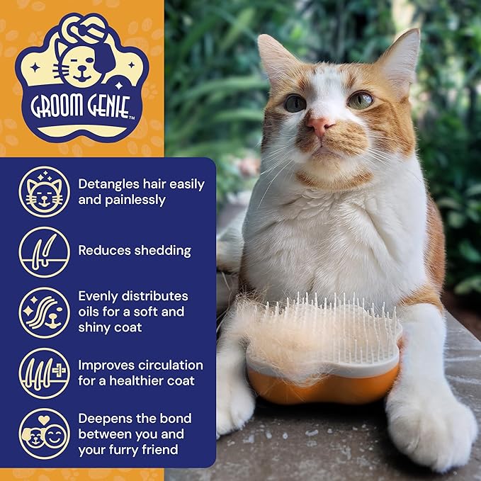 Large 5" Dog Pet Hair Massaging Brush Grooming Tool for Cats Dogs Long or Short Hair Tangerine Orange