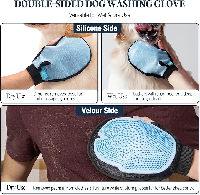 Clean and Floofy Waterless Dry Dog Shampoo with Glove – No Rinse Spray Foam, Anti-Itch, Odor Control, Moisturizing & Conditioning, Hydrating, Detangling, Sulfate-Free Pet Bath Wash for Dogs & Puppies