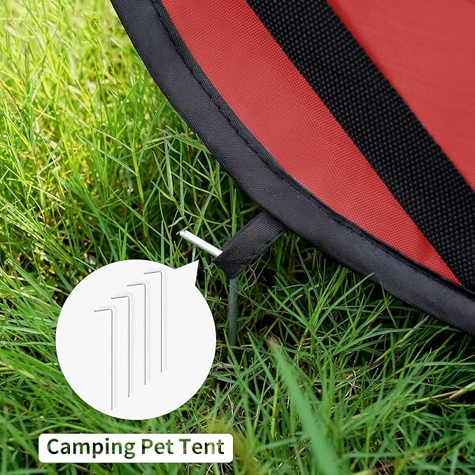 Love's cabin 36in Portable Large Dog Bed - Pop Up Dog Kennel, Indoor Outdoor Crate for Pets, Portable Car Seat Kennel, Cat Bed Collection, Red