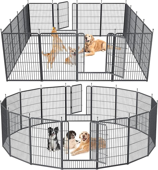 Musen Dog Playpen Outdoor, 16 Panels Dog Pen 40" Height Dog Fence Exercise Pen with Doors for Large/Medium/Small Dogs, Portable Pet Playpen for Yard, RV, Camping, Hammer Paint Finish