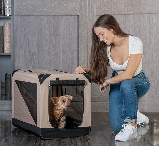 Pet Gear Insta-Fold Soft Crate for Dogs, 26", Sand