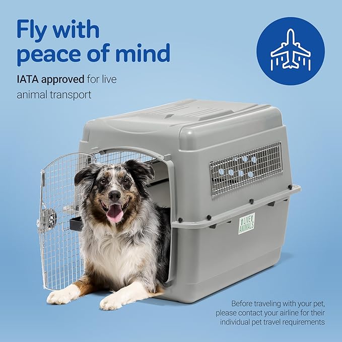 Petmate Sky Kennel - For Air and Travel, Airline Approved Dog Crate for Pets 50-70 lbs, Heavy Duty Dog Kennel, Made in the USA- 36 Inches