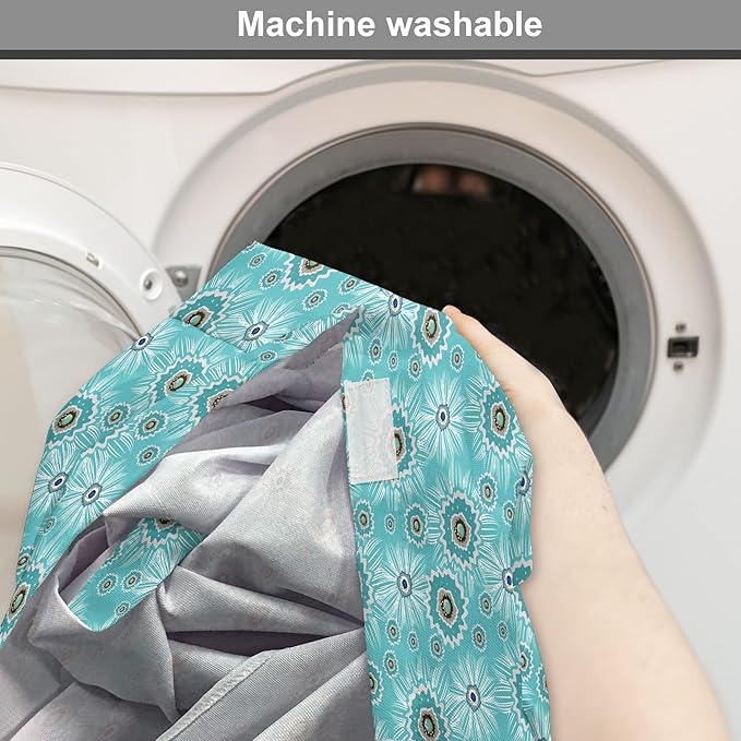 Lunarable Abstract Dog Crate Cover, Surreal and Flourishing Botanical Floral Ornaments Pattern, Easy to Use Pet Kennel Cover for Medium Large Dogs, 42 Inch, Cadet Blue Grey