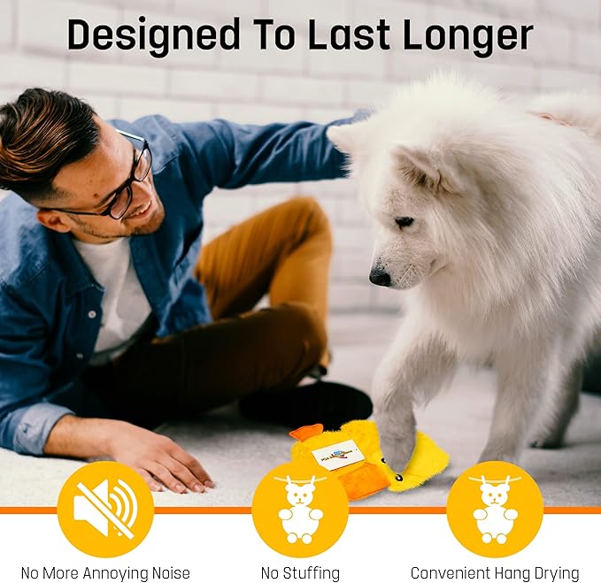 FGA MARKETPLACE Duck Flat NO Stuffing NO Squeak Plush Dog Toy, Funny Style Will Entertain Your Dog for Hours, Recommended for Small and Medium Dog 21 INCH Long