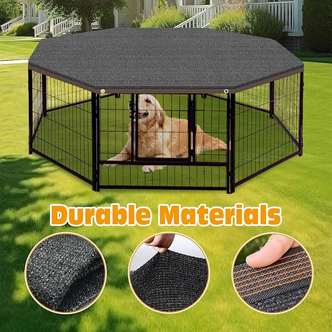 BNOSDM Dog Kennel Cover, Outdoor Sunblock Shade Cloth Net, Dog Mesh Tarp with Grommets and Rope for Outside Pet Large House Crate Playpen Chicken Coop, 20x10 Ft