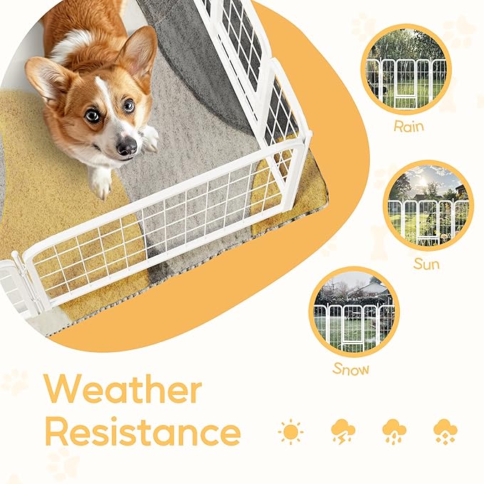 HealSmart Dog Playpen Indoor, Puppy Playpen Indoor for Yard, Camping, 24" Height 16 Panels Heavy Duty Dog Pen for Small/Medium Dogs, White