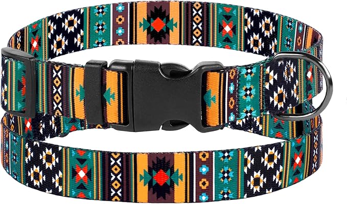 Southwest Dog Collar Tribal Pattern Adjustable Puppy Pet Collars for Small Medium Large Dogs Aztec Print (Tribal, Neck Fit 12"-16")