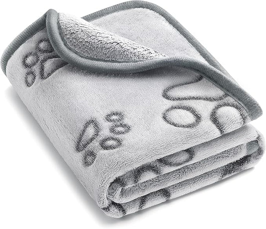 UTTPLL Stuffed-Premium-Dog-Blankets-Flannel Pet Printed Throw Soft Fluffy Fleece Cat Blanket Washable Sleep Mat Kitten Supplies Grey Cute Paw Small