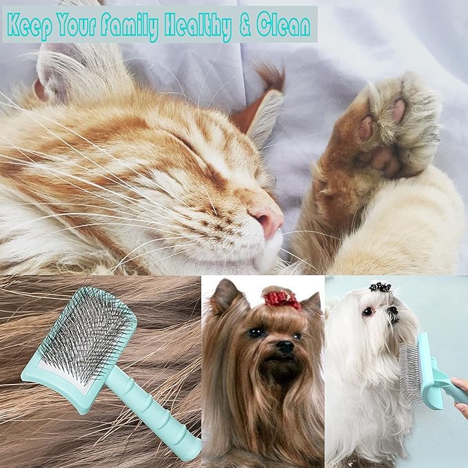 Large Slicker Brush for Dogs,Cats,Extra Long Pin Shedding Brush for Long Haired Dog,Cat, Pet Grooming for Thick Undercoat Curly Hair,25mm(1"),Green