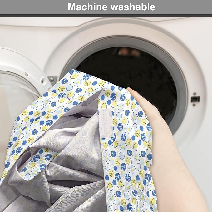 Lunarable Yellow and Blue Dog Crate Cover, Random Doodle Circles Abstract Floral Pattern, Easy to Use Pet Kennel Cover for Small Dogs Puppies Kittens, 22 Inch, Pale Yellow Pale Blue