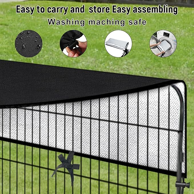 SIRUITON Dog Playpen Cover, with Sun/Rain Cover. Sun Shade Specialized Dog Playpen Fits for 24/32/40/45/50" H 8 Panels Dog Playpen. (Note: Cover Only)