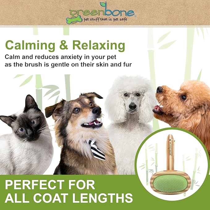 Pet Spa Slicker Brush - All-Natural Bamboo Pet Grooming Brush - Entirely Made from Sustainable Bamboo for Dogs & Cats