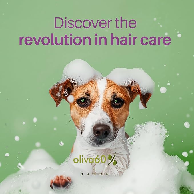 Natural Dog Shampoo Bar with Bergamot, Rosemary, and Tea Tree | Eco-Friendly, Long-Lasting Dog Bath | Odor Control, Sulfate-Free, Nourishing Oils for Shiny Coat | Dog Essentials | Oliva 60