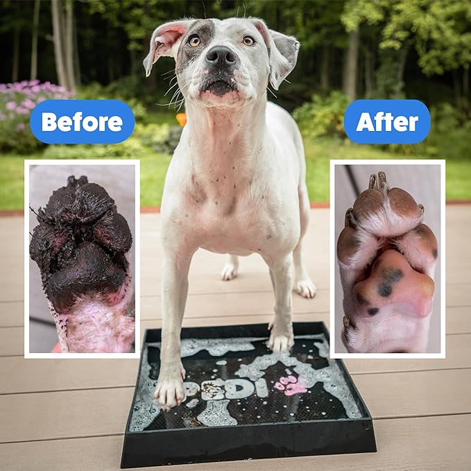 PediPaw Dog Paw Washer/Dog Paw Cleaner, 100% Silicone Dog Mat for Muddy Paws (16"x14"x2.17") (Blue)