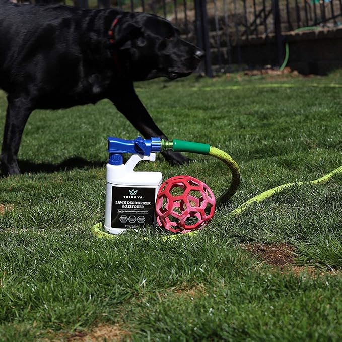 TriNova Outdoor Lawn Deodorizer & Restorer - Eliminates Dog, Puppy Feces and Urine Odors from Lawn, Yard, & Patio, Artificial Turf - Dog Urine Neutralizer for Lawns, Repairs & Prevents Yellow Spots
