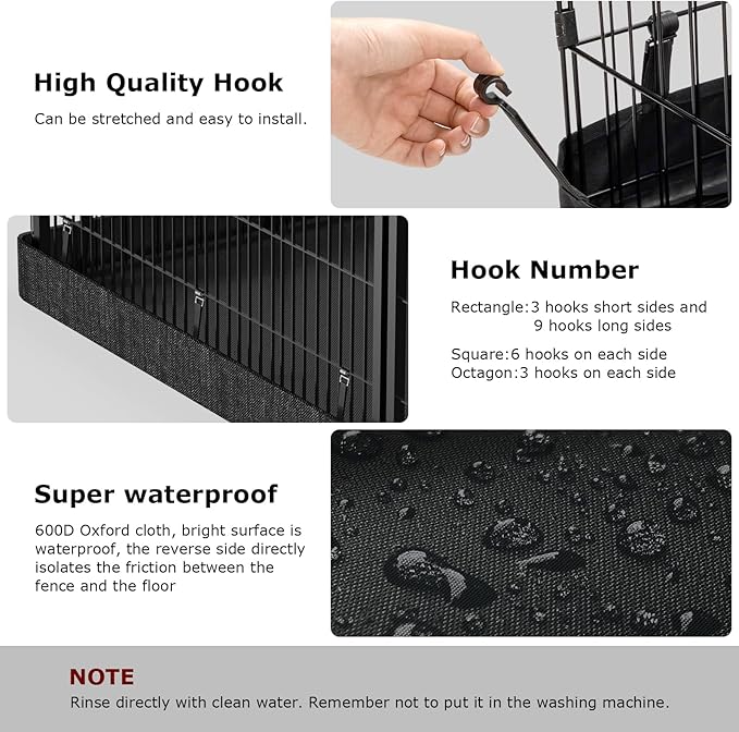 PJYuCien Dog Playpen Bottom Pad - Stabilize The Dog Play Pen, Easy to Clean and Waterproof, Fits Most 8 Panels 32 Inch Width Metal Dog Fence Octagonal Dog Playpen(Only PlayPen Bottom Pad, No Playpen)