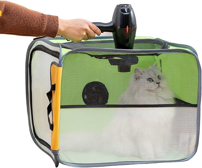 pet k9 Pet Dog Cat Drying Box | Waterproof, Anti-Hair Flying Portable Foldable Room Crate Cage for Small Medium and Large Dogs (Apple Green)