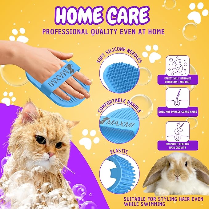 Dog Bath Brush | Dog Scrubber for Bath | Dog Washing Brush | Dog shampoo brush with adjustable handle, Suitable for Pets Deshedding, Washing, Massaging & Grooming | Pack of two.