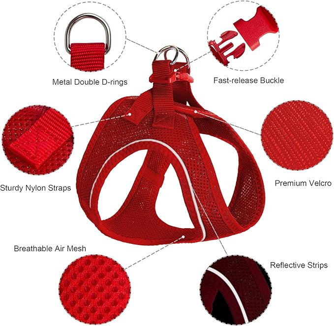 TwoEar Dog Vest Harness Reflective, No-Pull Pet Harness Easy Control with Breathable Mesh, Soft Puppy Step-in Harness No-Choke for Outdoor Walking, Training for Medium Dogs(M, Red)…