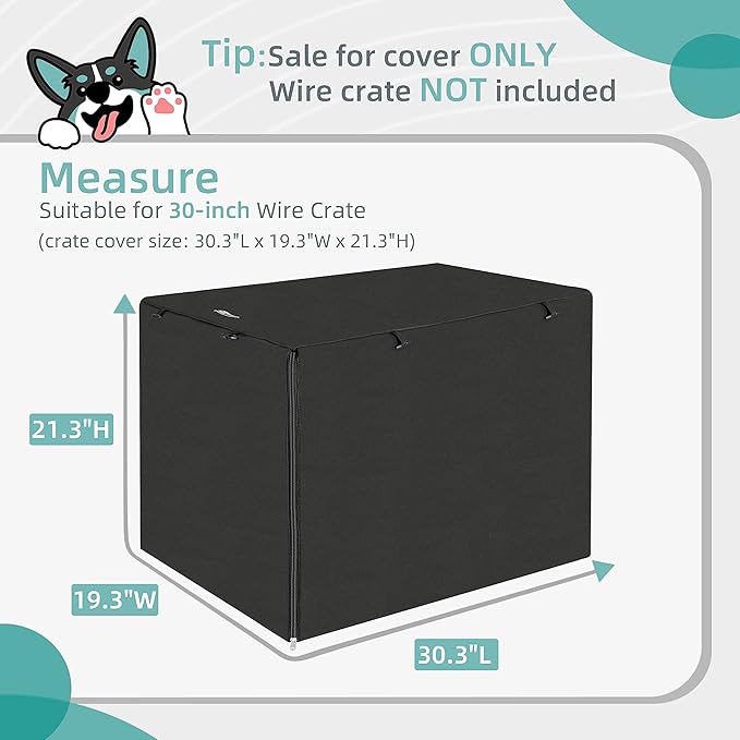 Dog Crate Cover, 30 Inch Dogs Kennel Covers for Medium and Large Puppy, Lightweight 600D Polyester Fabric,Machine Wash & Dry, Black