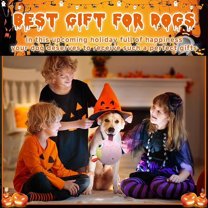 QDAN Rabbit Dog Toys Soccer Ball with Straps, Easter Day Dog Toys for Medium Small Dogs, Interactive Dog Balls for Tug of War, Herding Dog Ball Toys Outdoor Indoor (6 Inch)