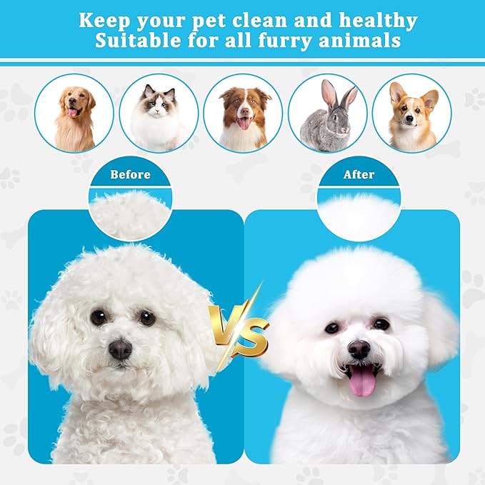 Qianruida Self Cleaning Slicker Brush for Grooming Long-haired or Short-haired Cats and Dogs Pet Brush for Shedding for Removing Undercoat and Tangled Hairs, Light Blue