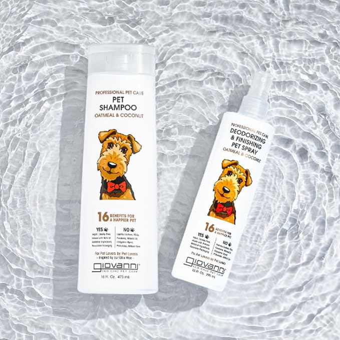 GIOVANNI Professional 2-in-1 Pet Shampoo & Conditioner - for Dogs & Cats, Oatmeal & Coconut, Helps Neutralize Odors, Deeply Cleanses, Silkens, Controls Static - 16 oz