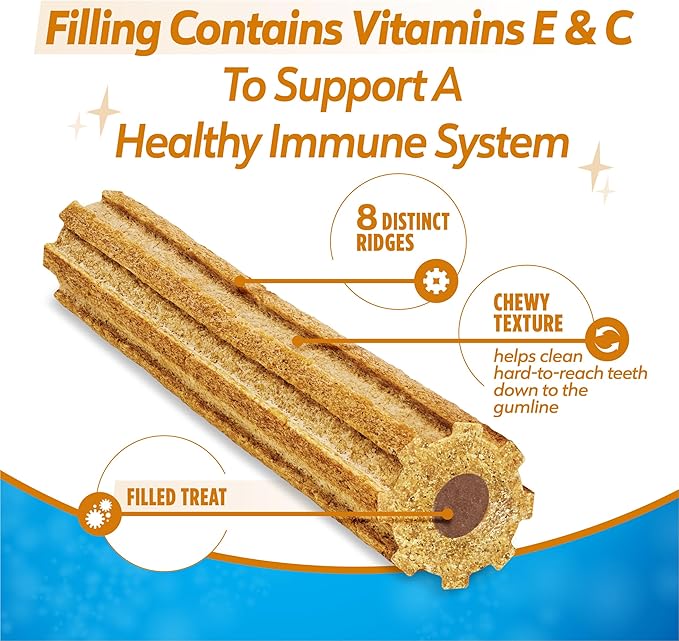 Purina Dentalife Plus Immune Support Chicken, Apple and Blueberry Flavor Large Dog Dental Chews 7 oz - 19 ct. Pouch