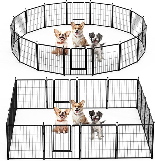 HealSmart Dog Playpen Indoor, Puppy Playpen Indoor for Yard, Camping, 24" Height 16 Panels Heavy Duty Dog Pen for Puppies/Small Dogs, Black