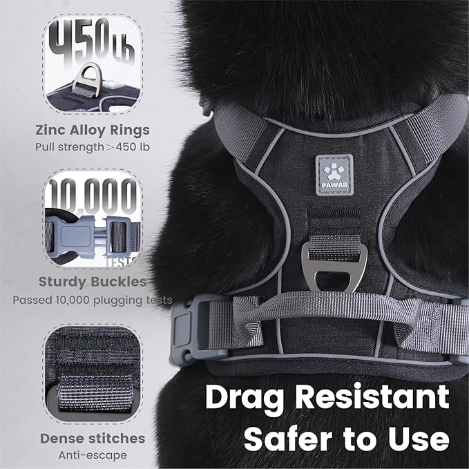 Pawaii Dog Harness for Medium Dogs, Dog Harness with Pet ID Tag, No Choke Dog Harness, Adjustable Soft Padded Pet Vest with Easy Control Handle