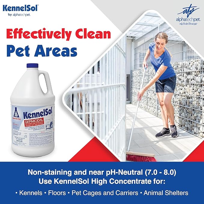 KennelSol 1-Step Kennel Cleaner, Liquid Disinfectant Cleaner, Effective Against Fungi, Bacteria and Viruses, 1 Gallon - Pack of 4 by Alpha Tech Pet