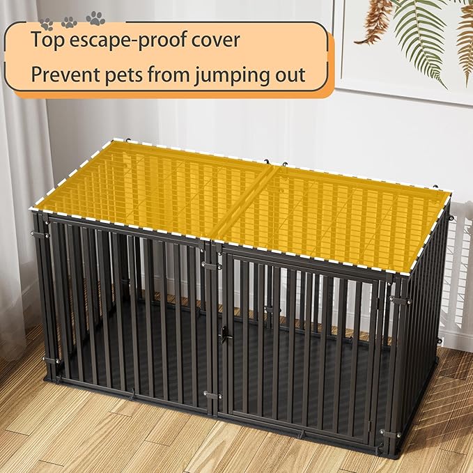 Steel Tube Heavy Anti-Bite Large Dog Crate with Mat Base, 48" L x 28" H Dog Crates for Medium Large Dogs, Big Dog Cage, Dog Kennel, Puppy Dog Playpen with Top, Pet Cage, Indoor, Black2