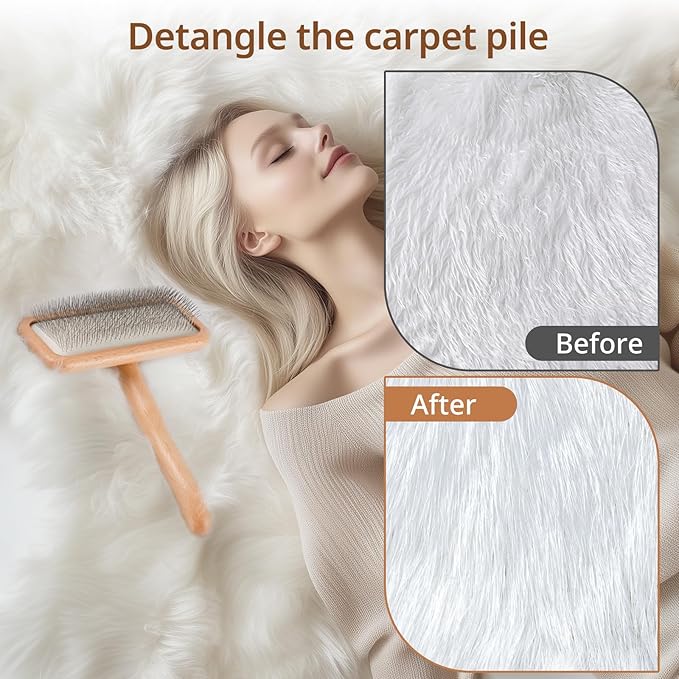 Sheepskin Wool Brush - Carpet Rake Tool for Pet Hair Removal and Household Fabric Care