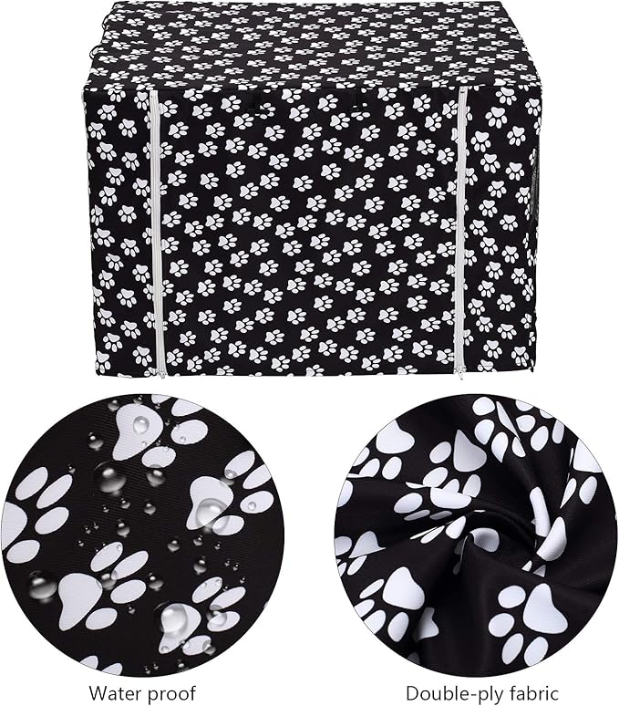 Pethiy Dog Crate Cover Durable Polyester Pet Kennel Cover Universal Fit for Wire Dog Crate - Fits Most 48 inch Dog Crates - Cover only-Black-48
