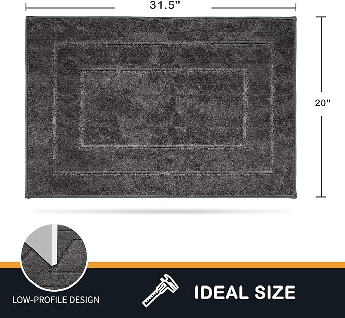 PURRUGS Dirt Trapper Door Mat 20in x 31.5in, Non-Slip/Skid Machine Washable Entryway Rug, Dog Door Mat, Super Absorbent Welcome Mat for Muddy Wet Shoes and Paws, Grey