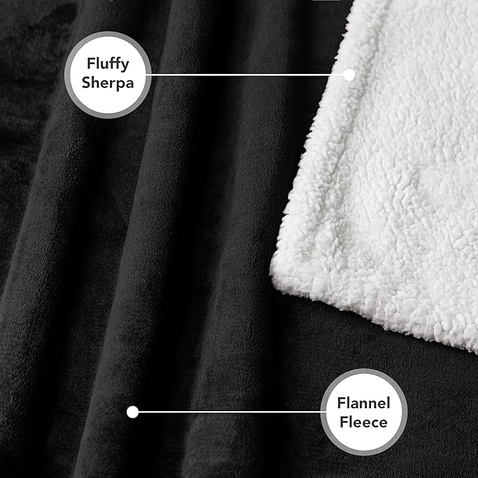 PetAmi WATERPROOF Dog Blanket for Medium Large Dog, Pet Puppy Blanket Couch Cover Protection, Sherpa Fleece Cat Blanket, Sofa Bed Furniture Protector Reversible Soft Plush Washable, 60x40 Black
