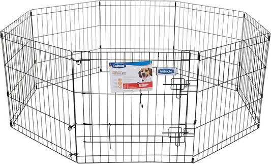 Petmate 30-Inch by 24-Inch 8-Panel Exercise Pen with Step Through Door,Black