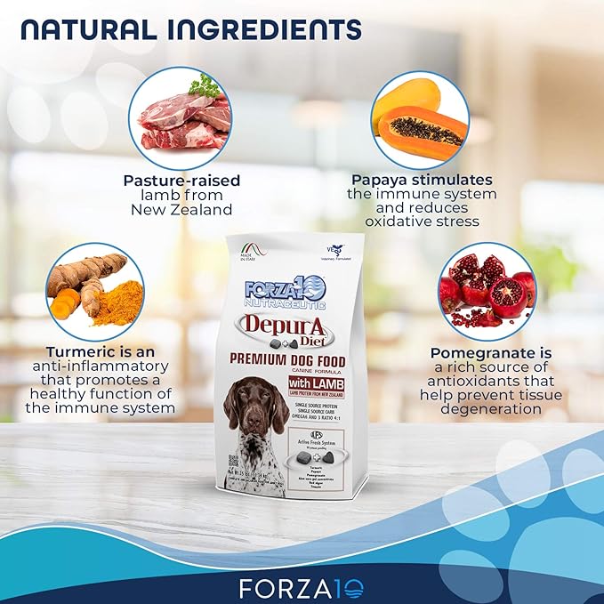 Forza10 Active Depura Daily Life Protection Dry Dog Food, 25 Pounds, Limited Ingredient Gluten Free All Natural Ingredients Omega 6 Vet Recommended Lamb Flavor Dog Food