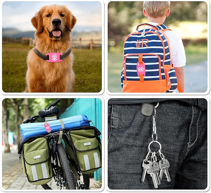 Pet Tracking Device for Dogs, Smart Tag for Comprehensive Location Coverage, Compatible with Apple Find My, Non-GPS Tracking Solution (Pink)